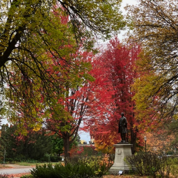 Nathan Hale statue, nr home (Oct)